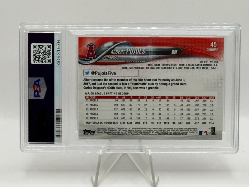 2018 Topps Chrome #45 - Albert Pujols PSA 10! Gem Mint!  view 2