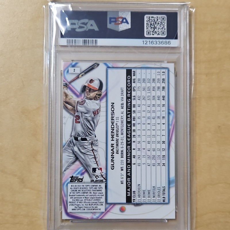 Topps Cosmic Chrome Gunnar Henderson #2 Rookie Baltimore Orioles PSA 10 2023 view 2