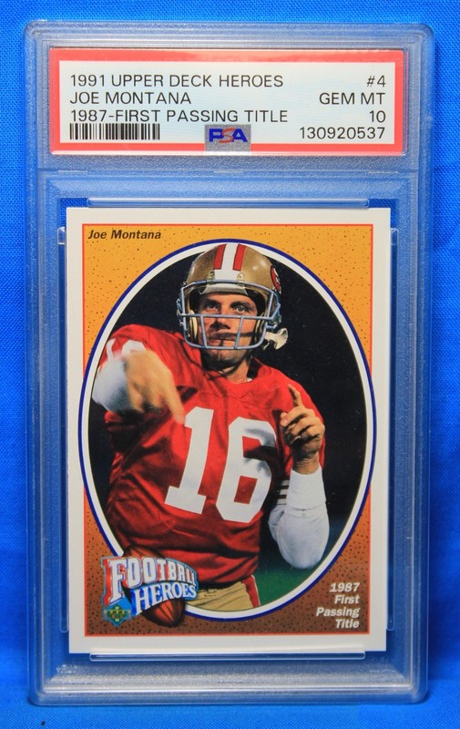 1991 UPPER DECK HEROES # 4 Joe Montana PSA 10 GEM MT # 130920537 Passing Title