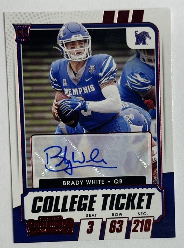 2021 Panini Contenders Draft Picks Red Brady White Rookie Auto #222