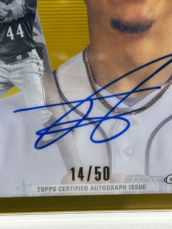 Julio Rodriguez 2023 Topps Chrome Platinum Gold Refractor Auto /50 PSA 9 view 2
