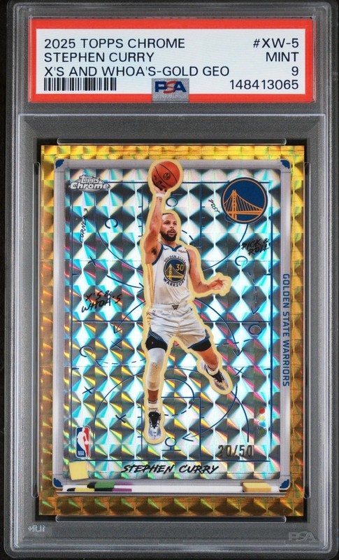 2025 TOPPS CHROME X'S & WHOA'S GOLD GEOMETRIC #XW-5 STEPHEN CURRY 20/50 PSA 9