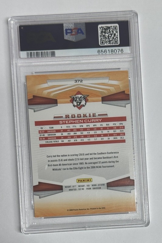 2009-10 Panini Stephen Curry Rookie #372 PSA MINT 9 view 2