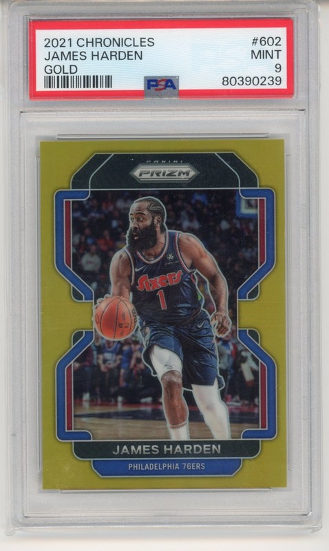 2021 Panini Chronicles James Harden #602 Gold /10 PSA 9