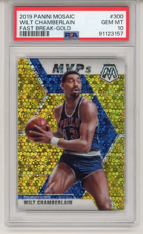 2019 Panini Mosaic Wilt Chamberlain #300 Gold Fast-Break /10 PSA 10