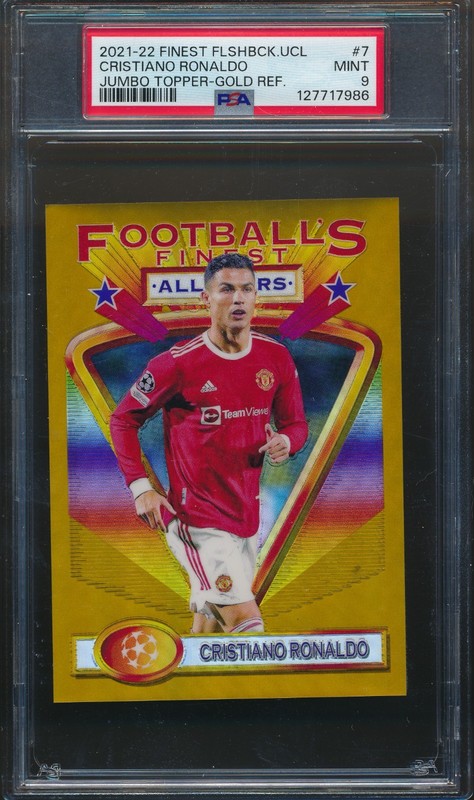 2021-22 TOPPS FINEST CRISTIANO RONALDO #7 JUMBO TOPPER GOLD REFRACTOR #/50 PSA 9