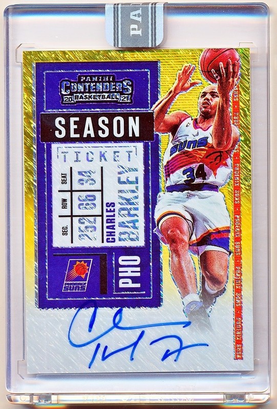 2020-21 Contenders Charles Barkley Gold Shimmer Black Box Auto #VS-CBK (1/1)