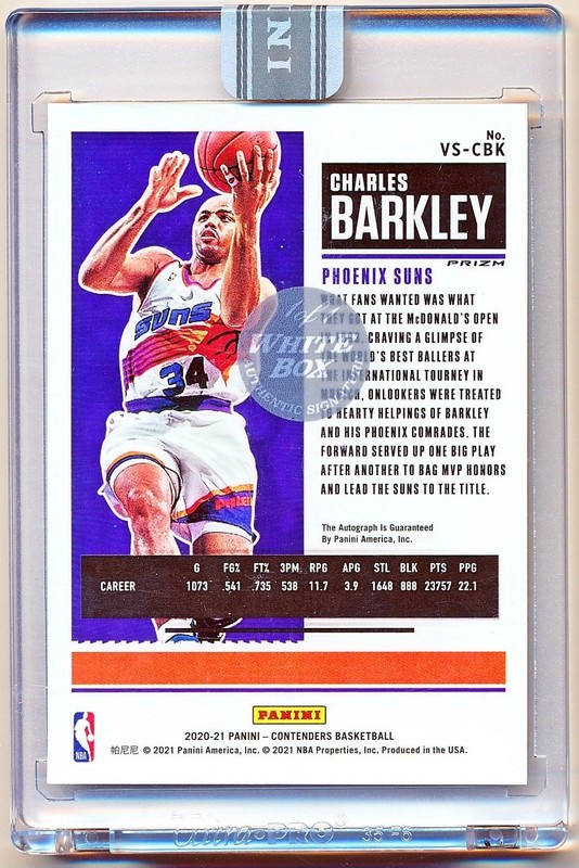 2020-21 Contenders Charles Barkley Gold Shimmer Black Box Auto #VS-CBK (1/1) view 2