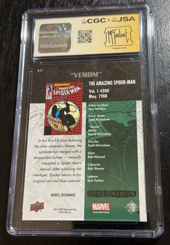 2012 Marvel Beginnings Todd McFarlane AUTO Amazing Spider-Man 300 CGC 10/10 Pop1 view 2