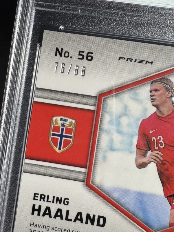 Erling Haaland 2021 Mosaic World Cup #56 *Red & Gold Choice* Numbered /88 PSA 10 view 2