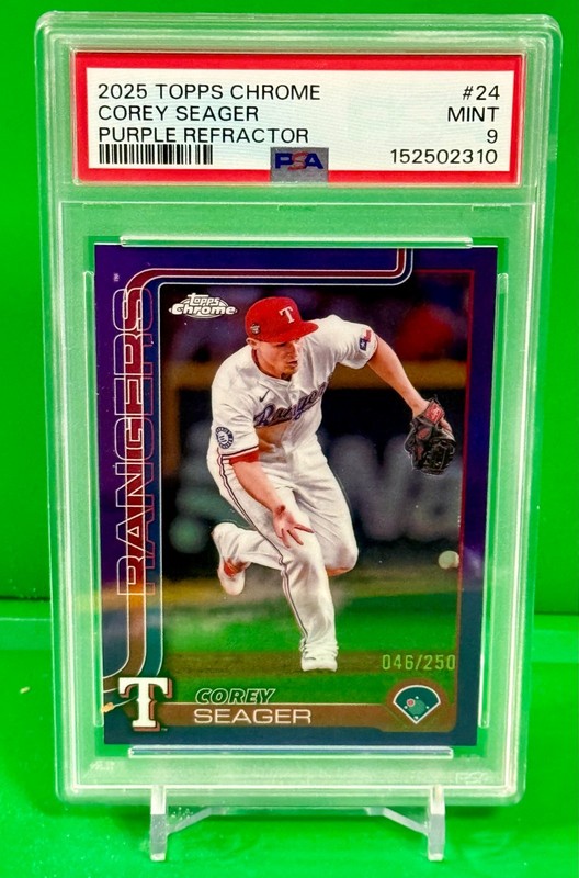 2025 Topps Chrome Corey Seager PURPLE REFRACTOR /250 PSA 9 #135 Rangers MINT