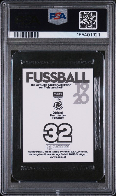 Erling Haaland 2019 Panini #32 Fussball Bundesliga Sticker Rookie Norway PSA 10 view 2