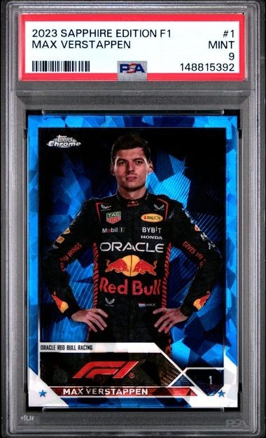 MAX VERSTAPPEN 2023 Topps Chrome F1 SAPPHIRE EDITION #1 PSA 9 MINT view 1