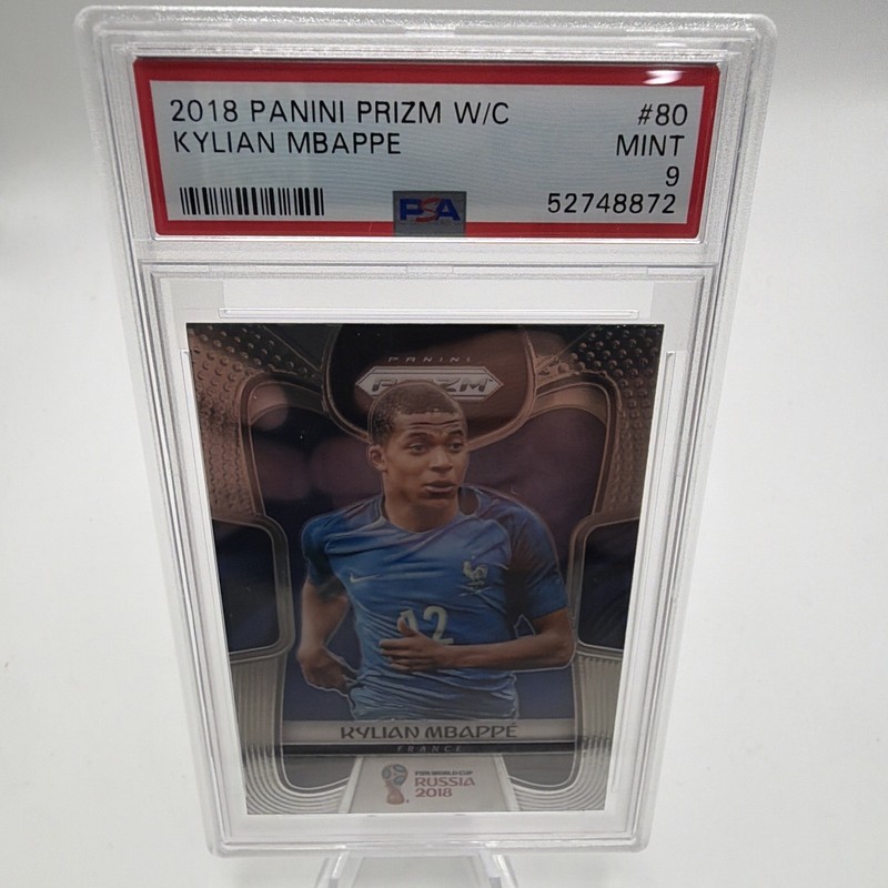 2018 Panini Prizm World Cup Kylian Mbappe Rookie PSA 9 France #80 RC view 2