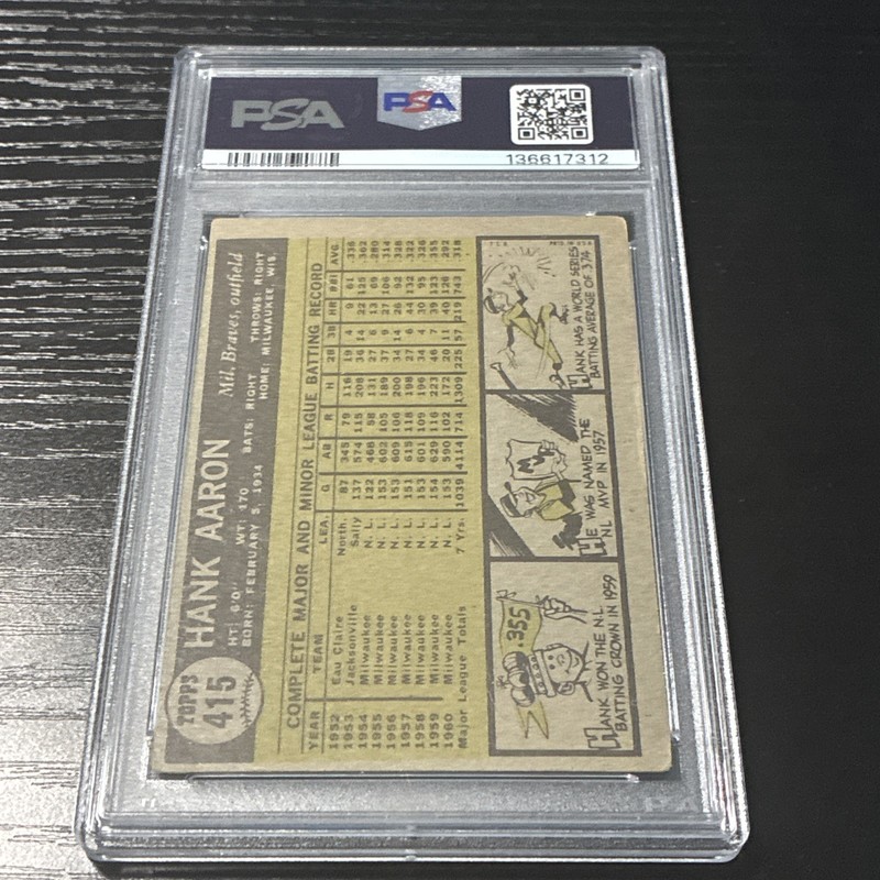 1961 Topps Baseball Hank Aaron #415 PSA 2 SEE DESCRIPTION view 2