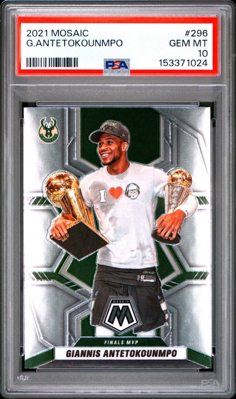 2021 Panini Mosaic Giannis Antetokounmpo Finals MVP PSA 10 Low Pop 🏆💎