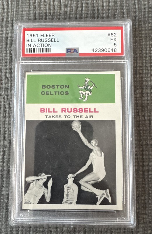 1961-62 Fleer - Bill Russell #62 In Action- Rookie - PSA 5!!
