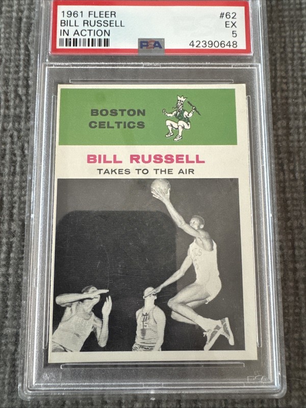1961-62 Fleer - Bill Russell #62 In Action- Rookie - PSA 5!! view 2