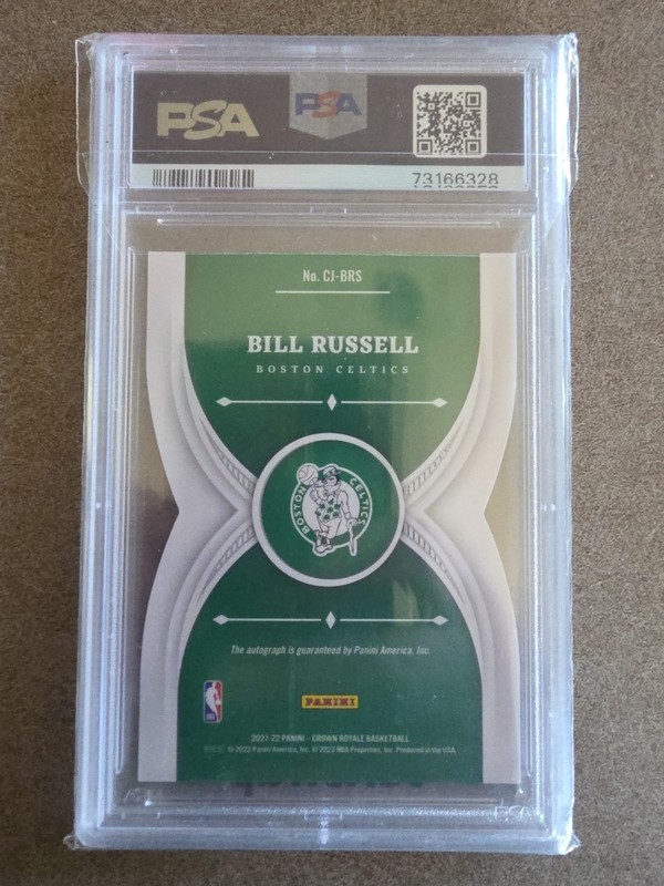 2021-22 Crown Royale Crown Jewel Signatures Bill Russell #CJ-BRS /49 PSA AUTO 10 view 2