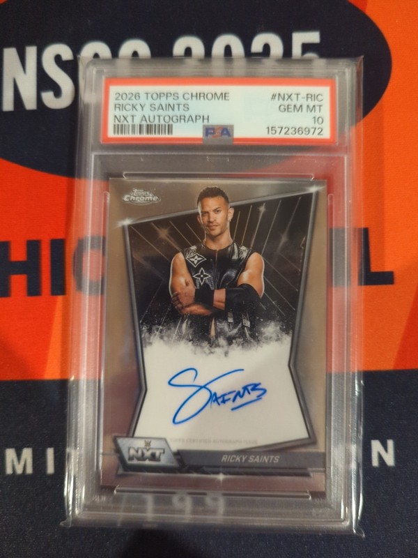2026 Topps Chrome WWE Ricky Saints NXT Autograph PSA 10
