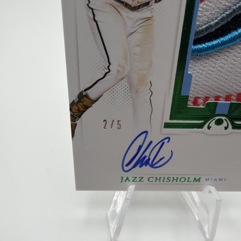 2021 Panini Flawless Baseball JAZZ CHISHOLM Rookie Beautiful Patch Auto RPA 2/5 view 2
