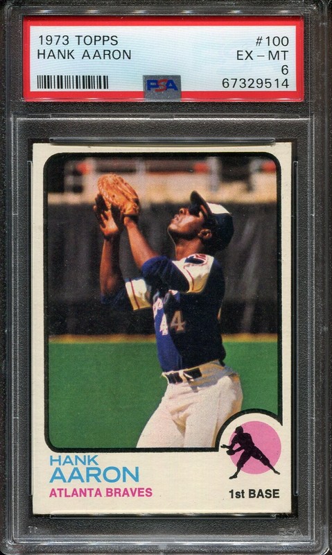 1973 Topps #100 Hank Aaron PSA 6 Centered Looks Nicer Atlanta Braves