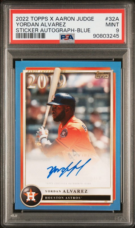 2022 Topps X Aaron Judge Yordan Alvarez Auto Blue /49 #32-A PSA 9 Astros
