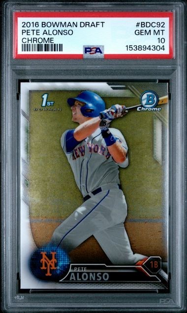 2016 BOWMAN DRAFT #BDC92 PETE ALONSO CHROME PSA 10