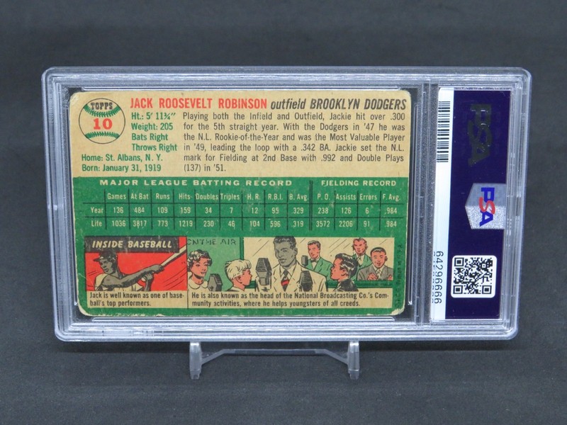 1954 TOPPS JACKIE ROBINSON #10 PSA 1.5 FR BROOKLYN DODGERS AL2 view 2