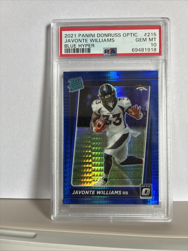 2021 Optic Javonte Williams (RC) Blue Hyper Prizm PSA 10 GEM MT 💎