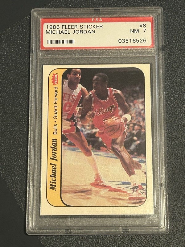 1986 Fleer Sticker #8 Michael Jordan Rookie Rc