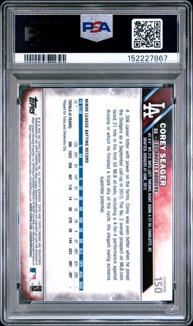 COREY SEAGER 2016 Topps Chrome #150 PSA 10 GEM MT RC view 2