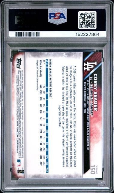 COREY SEAGER 2016 Topps Chrome #150 PSA 10 GEM MT RC view 2