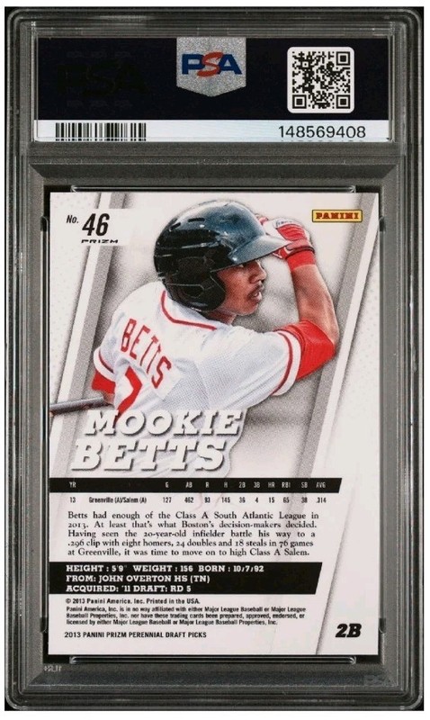 2013 Panini Prizm Mookie Betts Perennial Draft Pick #46 Prizm SP Rookie PSA 9 view 2