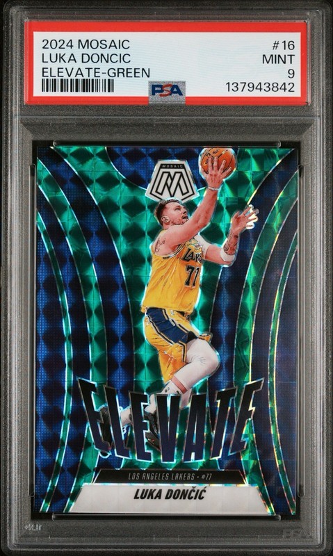 2024 Mosaic - Elevate Luka Dončić #16 Green Mosaic Prizm PSA 9!! LOW POP!! view 2