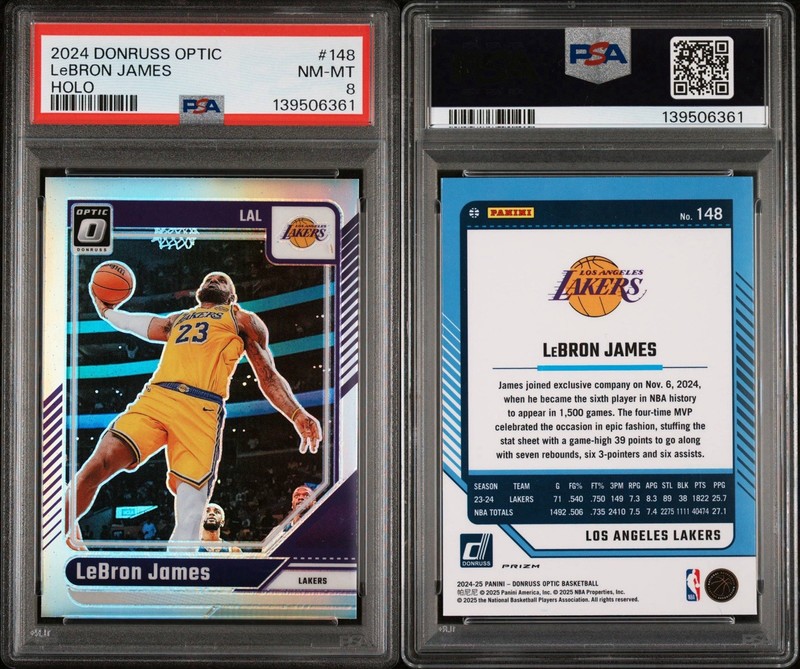2024 Optic #148 PSA 9 LeBron James Lakers HOLO PSA 8!! LOW POP!!