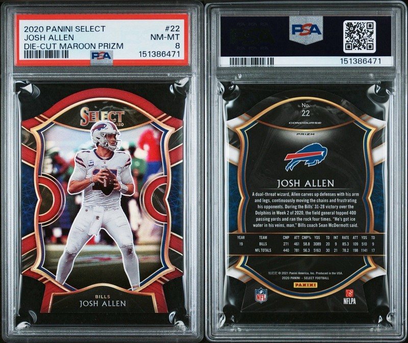2020 PANINI Select Josh Allen Die-Cut Maroon Prizm PSA 8!! RARE LOW POP!!