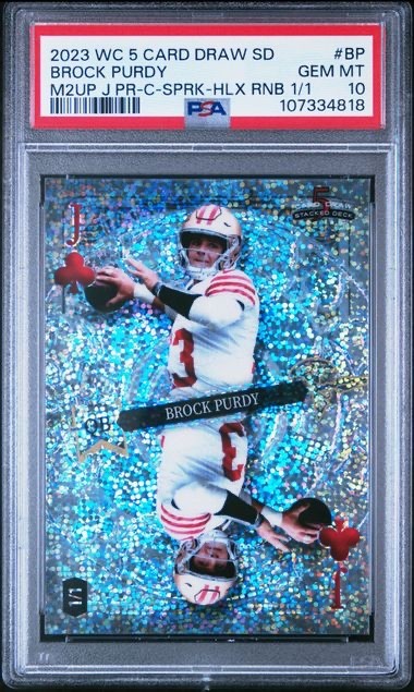 2023 Wild Card 5 Card Draw Brock Purdy Jack Sparkle Foil 1/1 #BP PSA 10