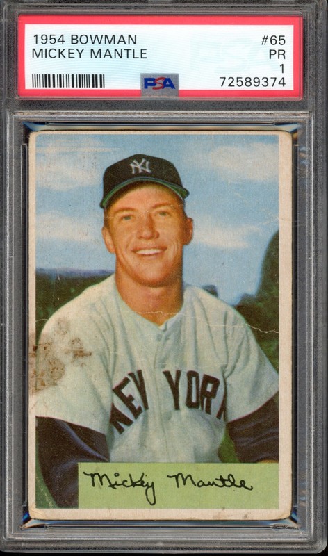 1954 Bowman #65 Mickey Mantle PSA 1 Vintage HOF Baseball Card (9374)