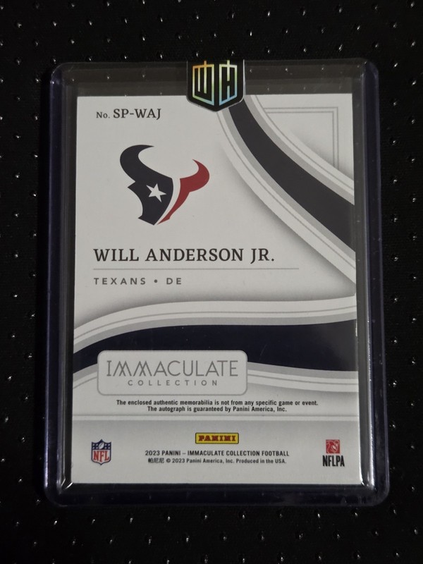 Panini Immaculate 2023 Will Anderson Jr. Texans Rookie Patch Auto Serial #/99 view 2