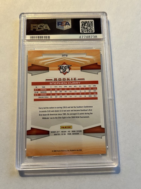 2009 PANINI STEPHEN CURRY #372 ROOKIE CARD RC PSA 8 WARRIORS CLEAN 🔥🔥🔥 view 2