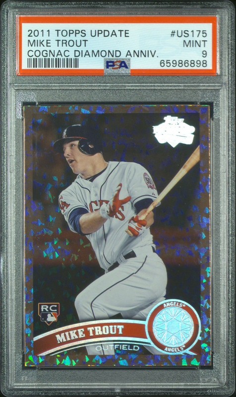2011 TOPPS UPDATE COGNAC DIAMOND ANNIVERSARY #US175 MIKE TROUT ROOKIE RC PSA 9🔥