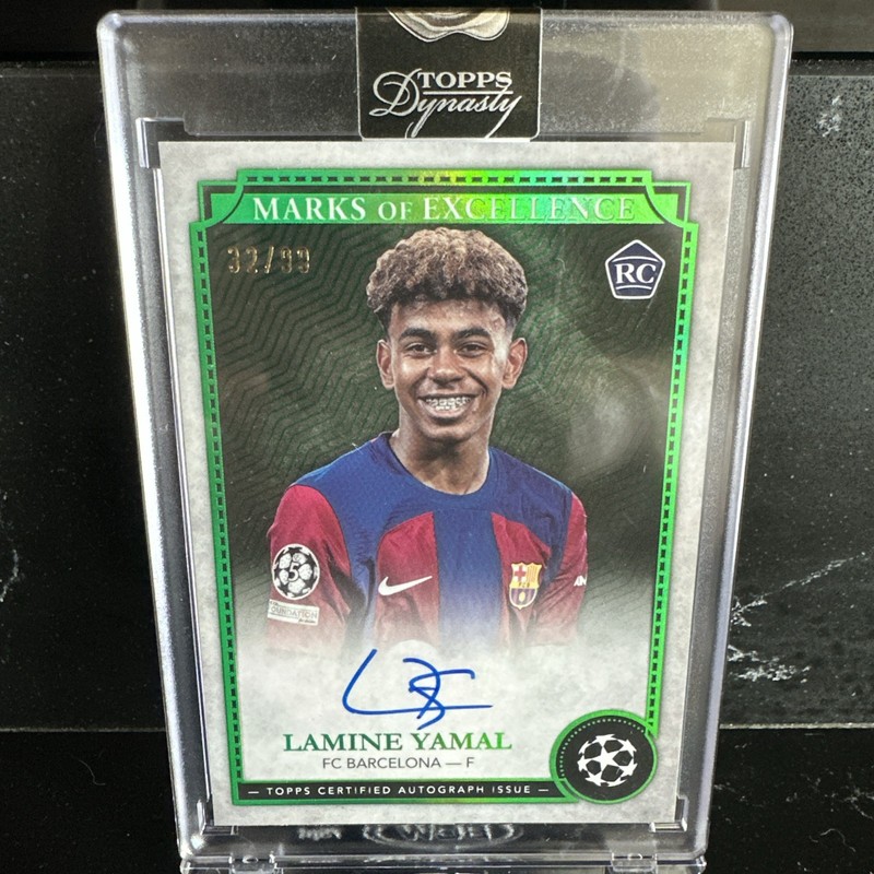 2024-25 TOPPS DYNASTY LAMINE YAMAL UCC MARKS OF EXCELLENCE ROOKIE AUTO GREEN /99