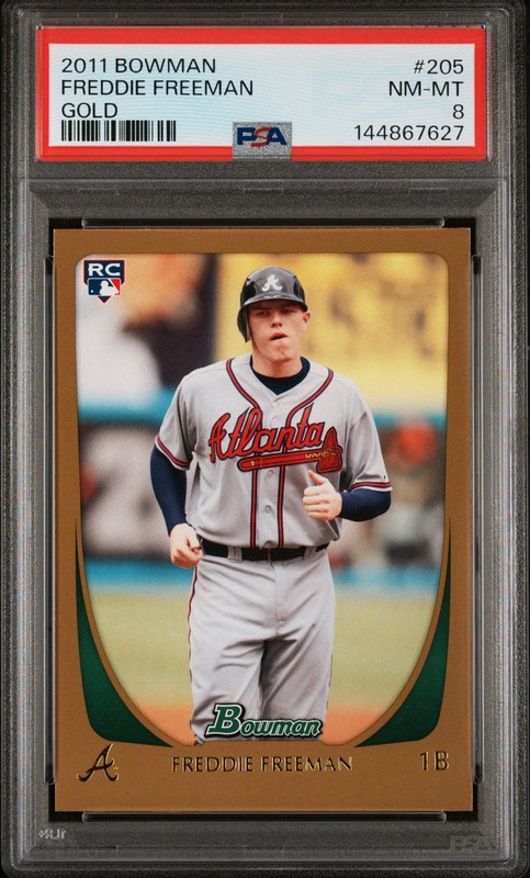 2011 Bowman Gold RC Freddie Freeman PSA 8