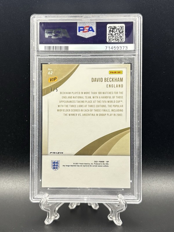 2022 Panini National David Beckham Black 1/5 PSA 9 view 2