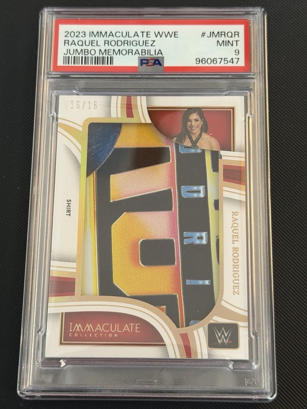 2023 Panini Immaculate WWE JM-RQR Raquel Rodriguez Jumbo Shirt Patch /16 PSA 9