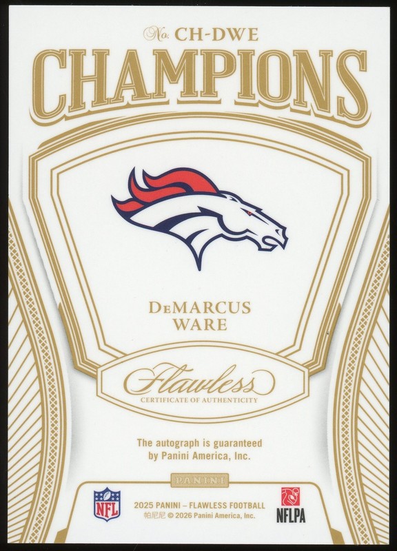 2025 Panini Flawless DeMarcus Ware Champions Signatures Auto /25 #CH-DWE view 2
