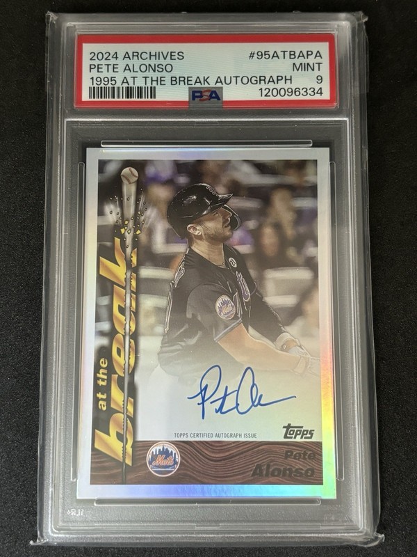 2024 Topps Archives 1995 at the Break Autograph Pete Alonso Silver /99 PSA 9
