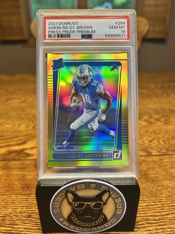 Amon-Ra St. Brown #284 2021 Donruss Press-Proof Premium RC PSA 10 NFL Lions