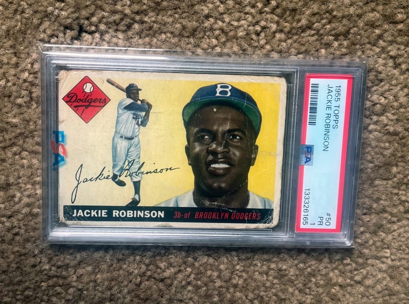 1955 Topps Jackie Robinson #50 Brooklyn Dodgers HOF PSA 1 Freshly Graded.